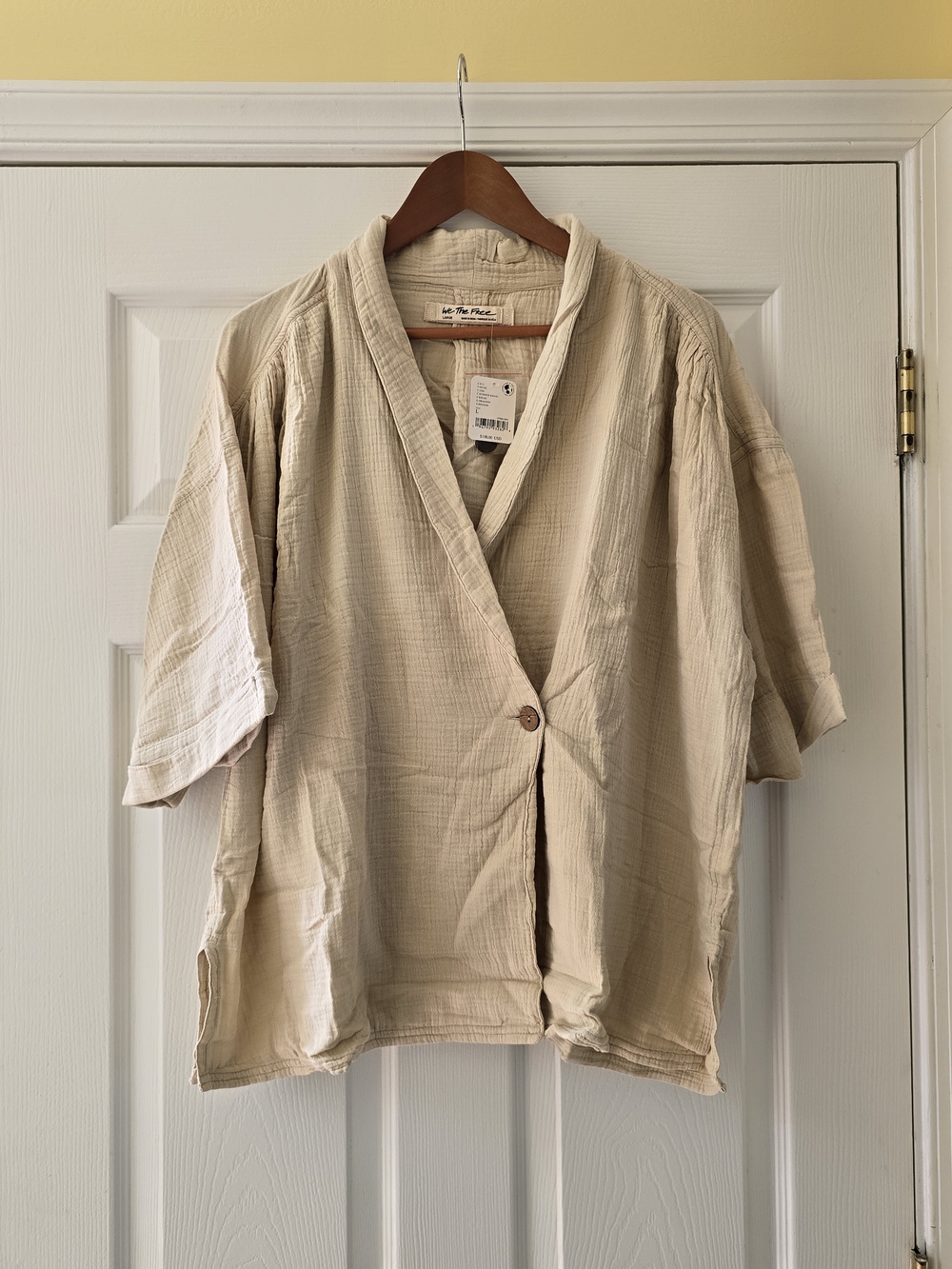 NWT We The Free Lou One Blazer Cream Shirt Jacket - Large